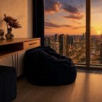 Красивый вид в апартаментах 54-7 в Москва-Сити
