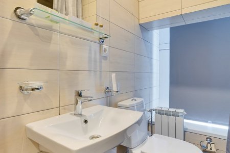 Санузел и раковина в номере Комфорт в отеле Минима Аэропорт