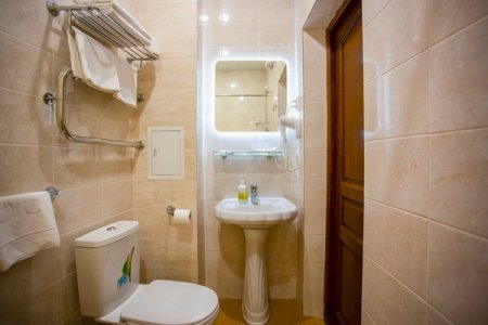 Почасовой номер в центре - забронировать недорого Санузел в номере Комфорт с видом на бульвар в отеле Базис-М