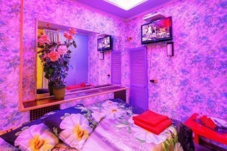 Кровать в номере 1 в сауне Дионис