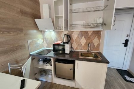 Кухня с варочной плитой в апартаментах 2 в The Loft Studio у метро Котельники