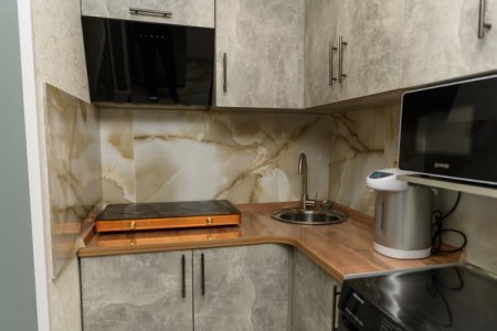 Кухня в номере Комфорт в отеле Орфей