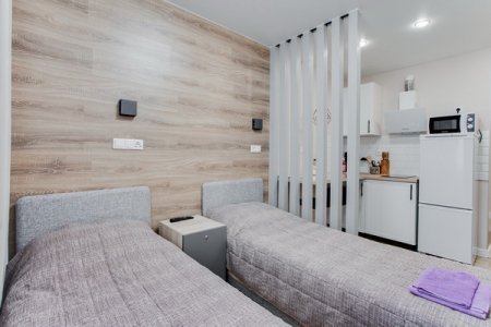 Две кровати в студии 5 в апартаментах Home Like