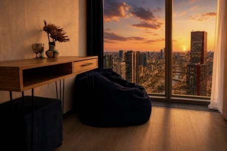 Красивый вид в апартаментах 54-7 в Москва-Сити