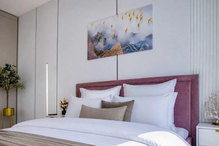 Кровать в студии 30 м² в апартаментах Москва-Сити