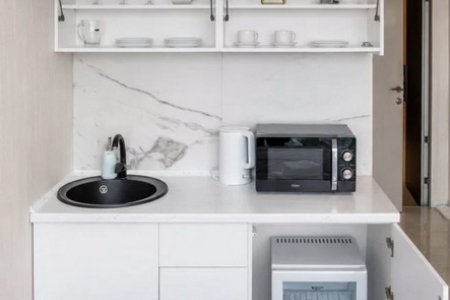 Кухня в апартаментах 54-6 в Москва-Сити