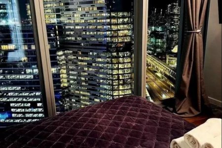 Спальная зона в номере 17,2 м² в апартаментах Москва-Сити
