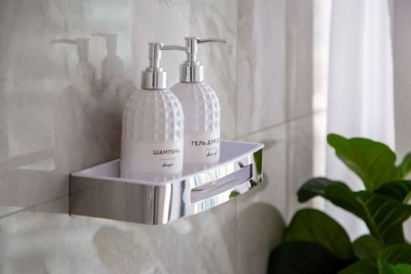 Туалетные принадлежности в студии 30 м² в апартаментах Москва-Сити