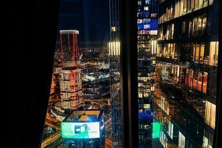 Вид из окна в апартаментах 54-3 в Москва-Сити