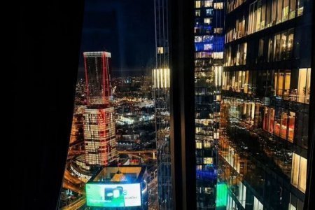 Вид на город в студии 22 м² в апартаментах Москва-Сити